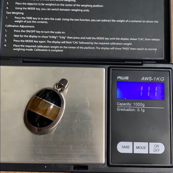 Vintage Sterling Silver Black Onyx & Tigers Eye Inlay Alicia Pendant - Picture 15 of 15